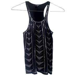 Express Women’s Size XSmall black Tank Top Dressy Beaded Sequin Blouse